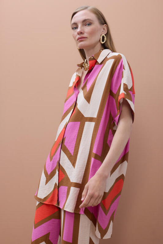 CAMISA ESTAMPADA GEOMÉTRICA MULTICOLOR - LOLA CASADEMUNT BY MAITE