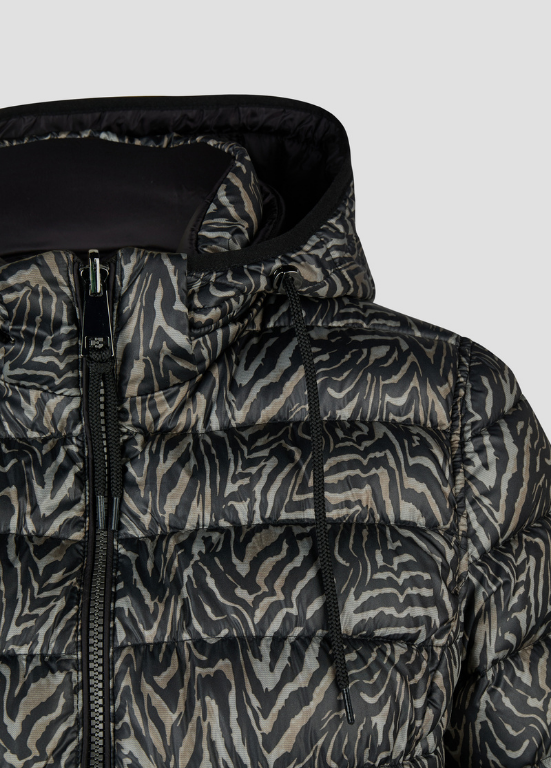 PARKA CURTA ACOLCHOADA COM CAPUZ, RESERVSÍVEL ESTAMPADO ANIMAL PRINT OU LISO - BARBARA LEBEK