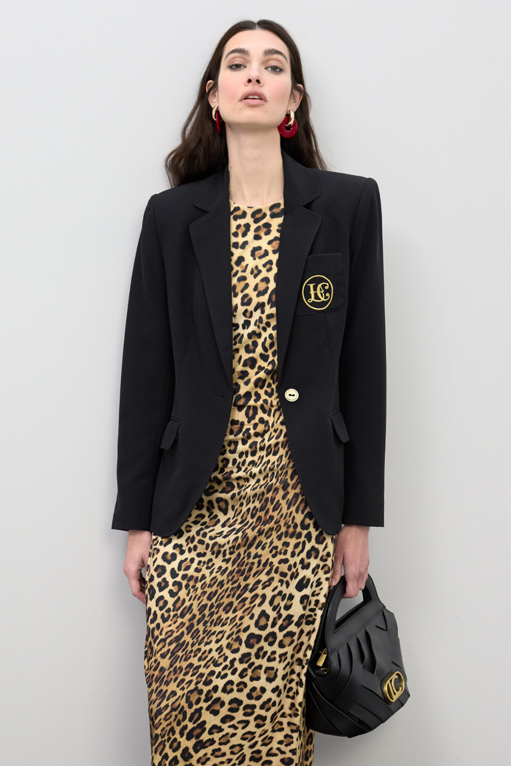 VESTIDO MIDI AJUSTADO COM DRAPEADO ESTAMPA ANIMAL - LOLA CASADEMUNT