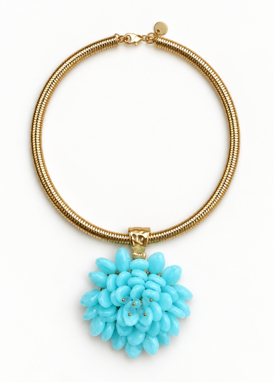 COLAR DE FLOR AZUL - ALIBY