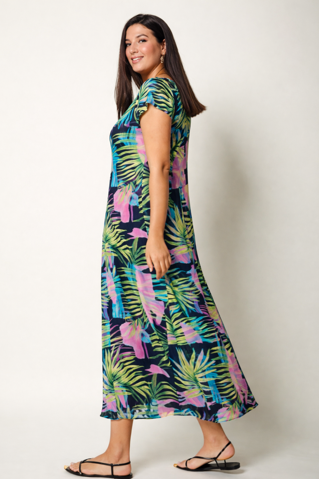 VESTIDO MIDI EVASÉ DE TULE ESTAMPADO - AN VITO