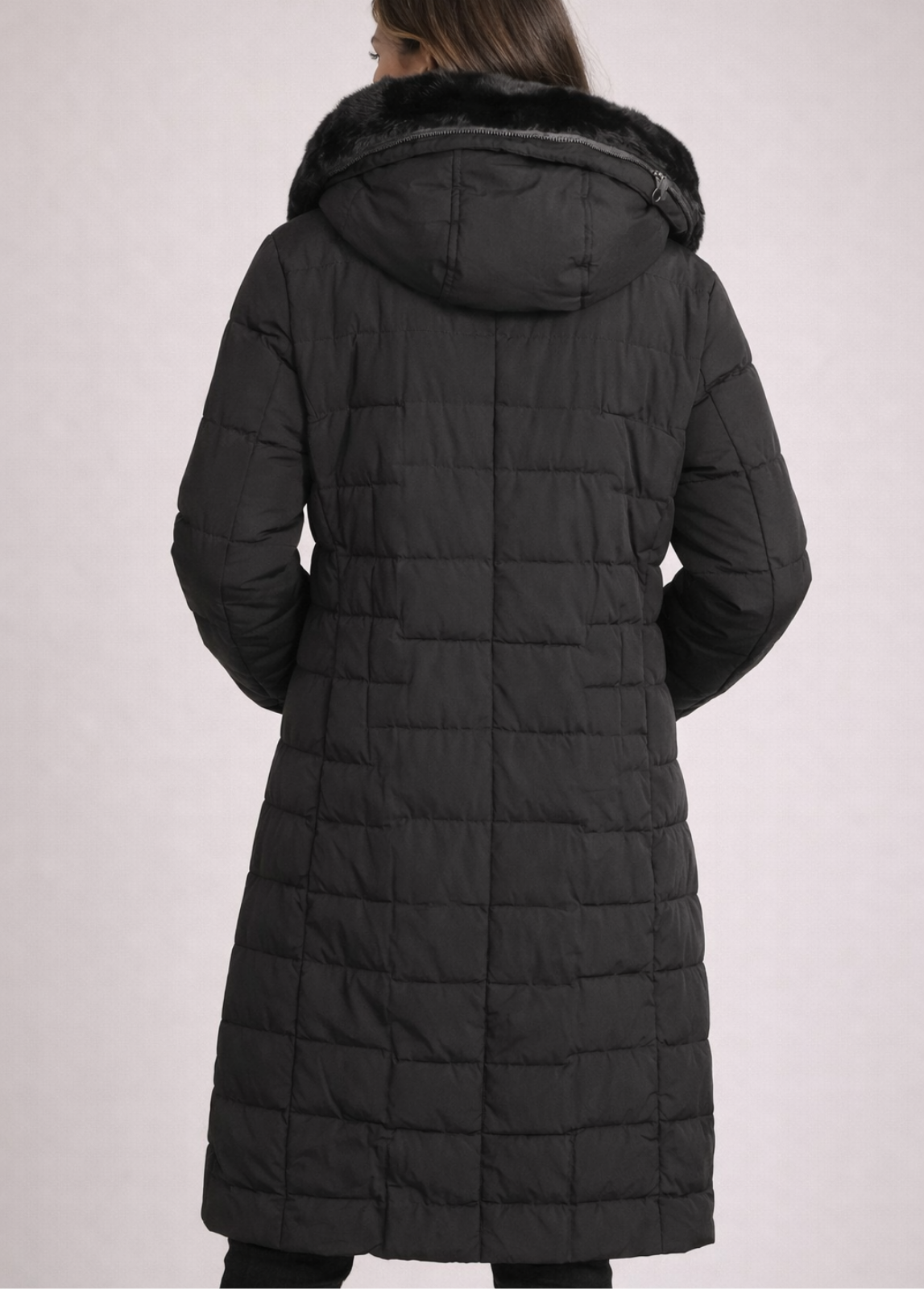 PARKA ACOLCHOADA COMPRIDA PRETA COM CAPUZ - BARBARA LEBEK