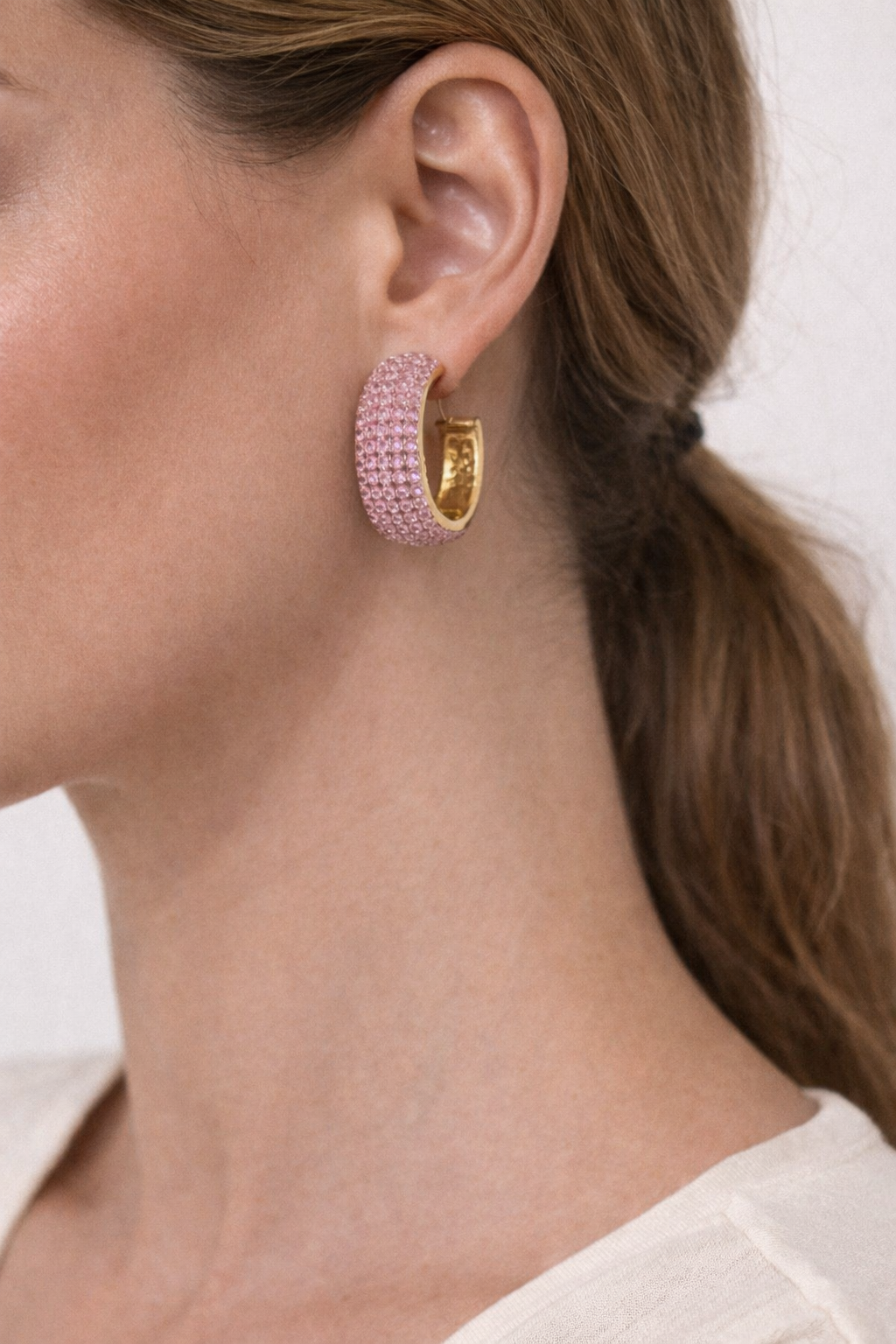 ARGOLAS COM STRASS EM ROSA  - ALIBY