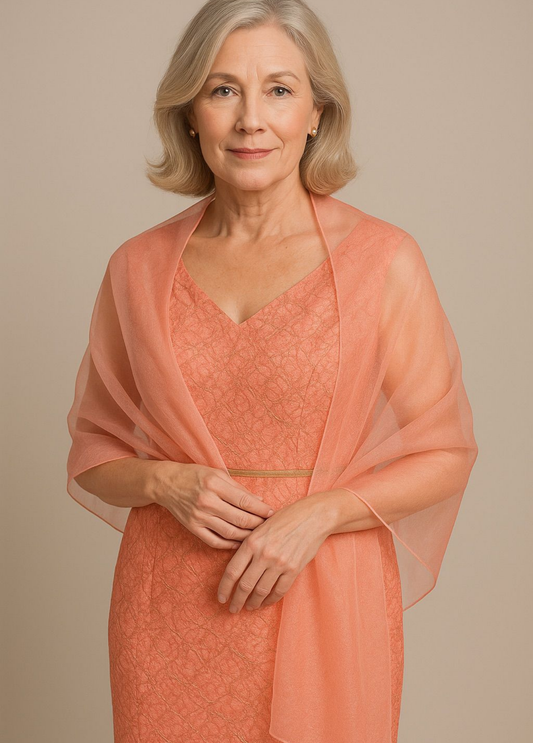 VESTIDO CERIMÓNIA TEXTURADO COM ECHARPE - SONIA PEÑA