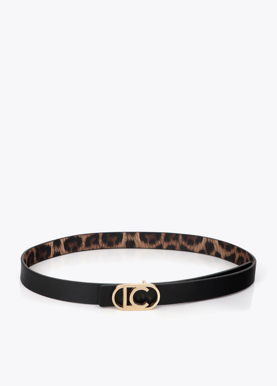 CINTO REVERSÍVEL ANIMAL PRINT E PRETO LC - LOLA CASADEMUNT