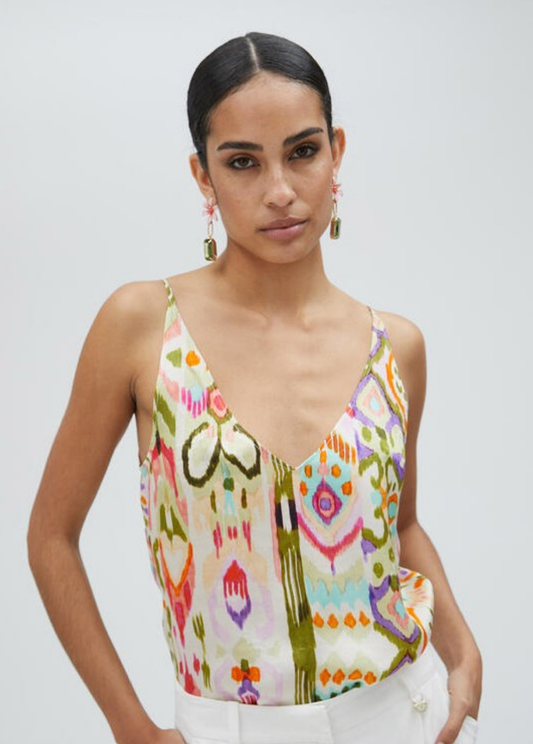 TOP DE ALÇAS COM ESTAMPADO ÉTNICO MULTICOLOR - LOLA CASADEMUNT