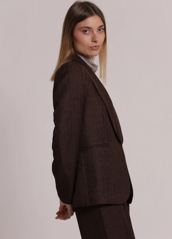 BLAZER TIPO TWEED EM ESPINHADO CASTANHO - MIMI MUA