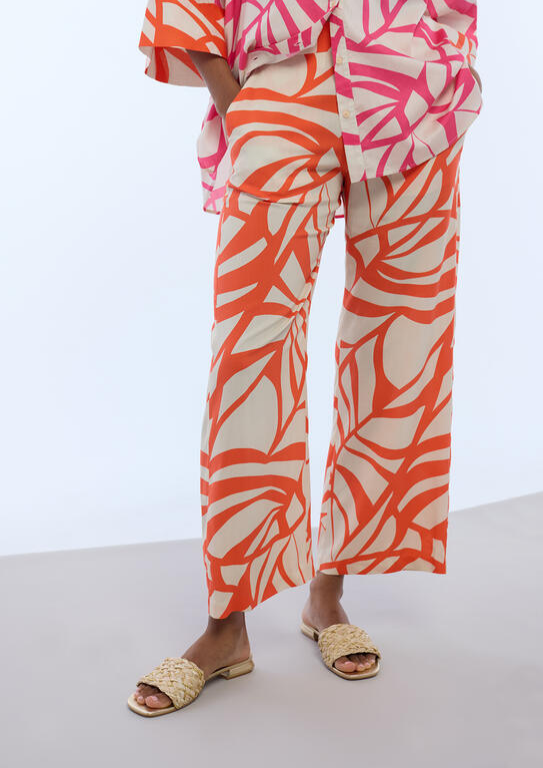 CALÇAS ESTAMPADAS LARANJA E CRU - LOLA CASADEMUNT