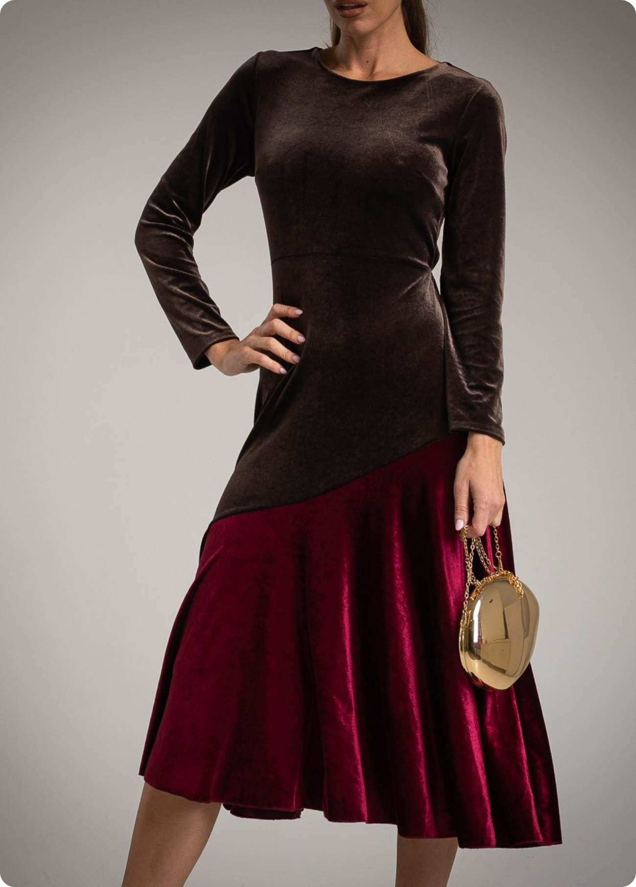 VESTIDO MIDI TIPO VELUDO DEGRADÊ - ALBANOS