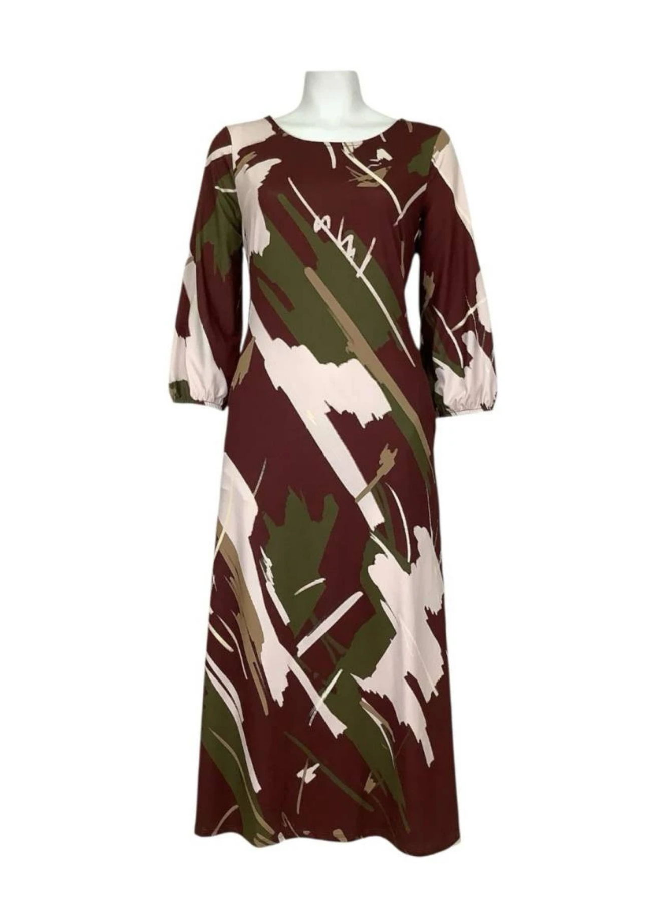 VESTIDO MIDI ABSTRATO COM BOLSOS - ADET