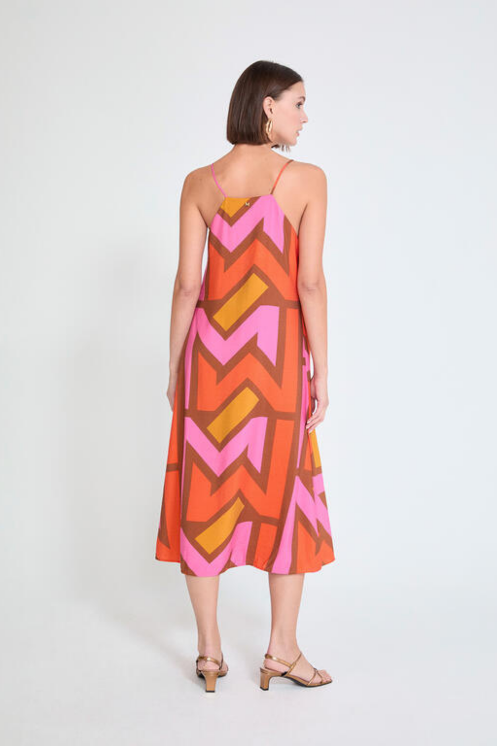 VESTIDO MIDI ESTAMPADO COM ALÇAS FINAS - LOLA CASADEMUNT