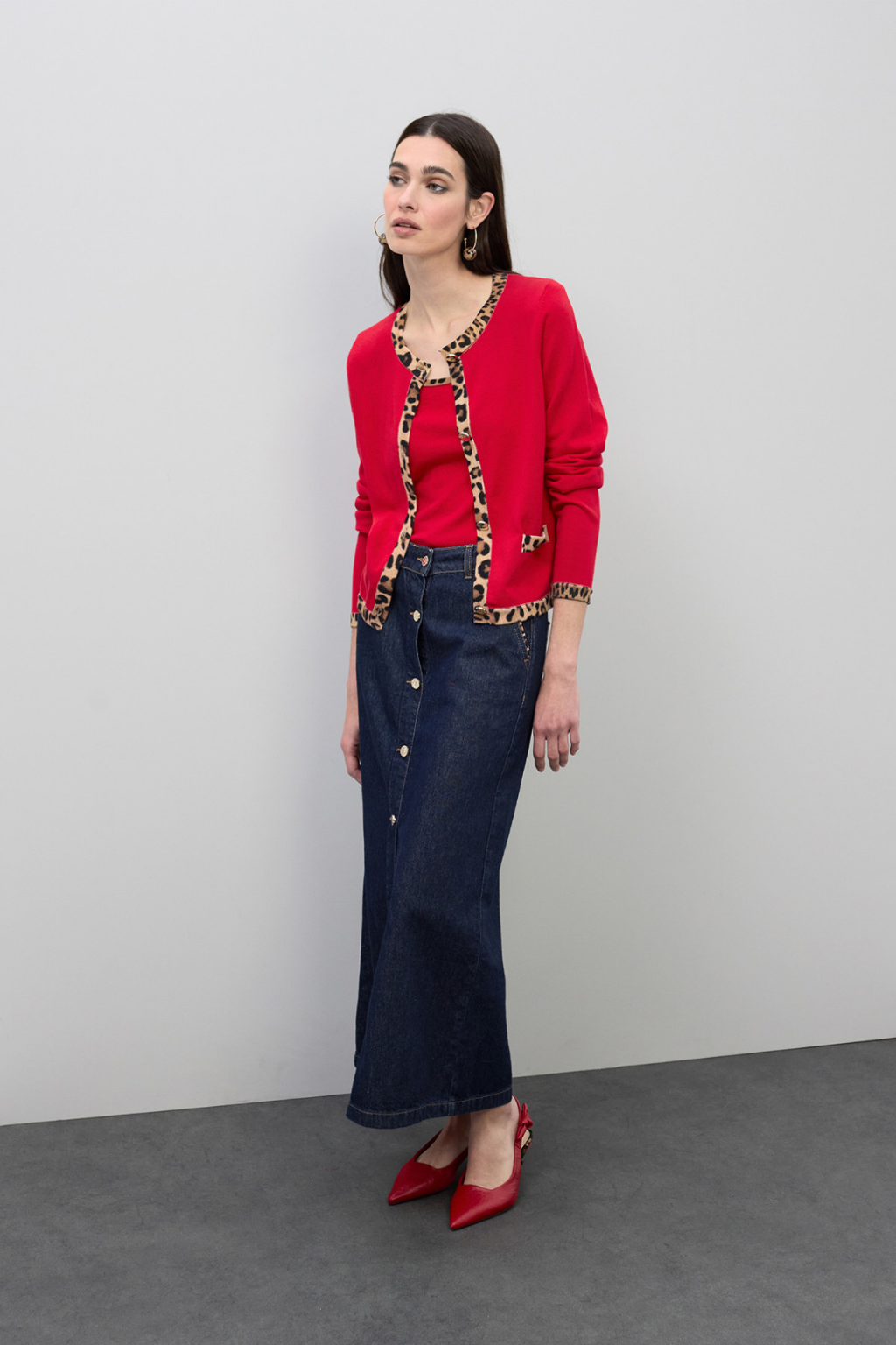 CARDIGAN COM CONTRASTE ANIMAL PRINT - LOLA CASADEMUNT