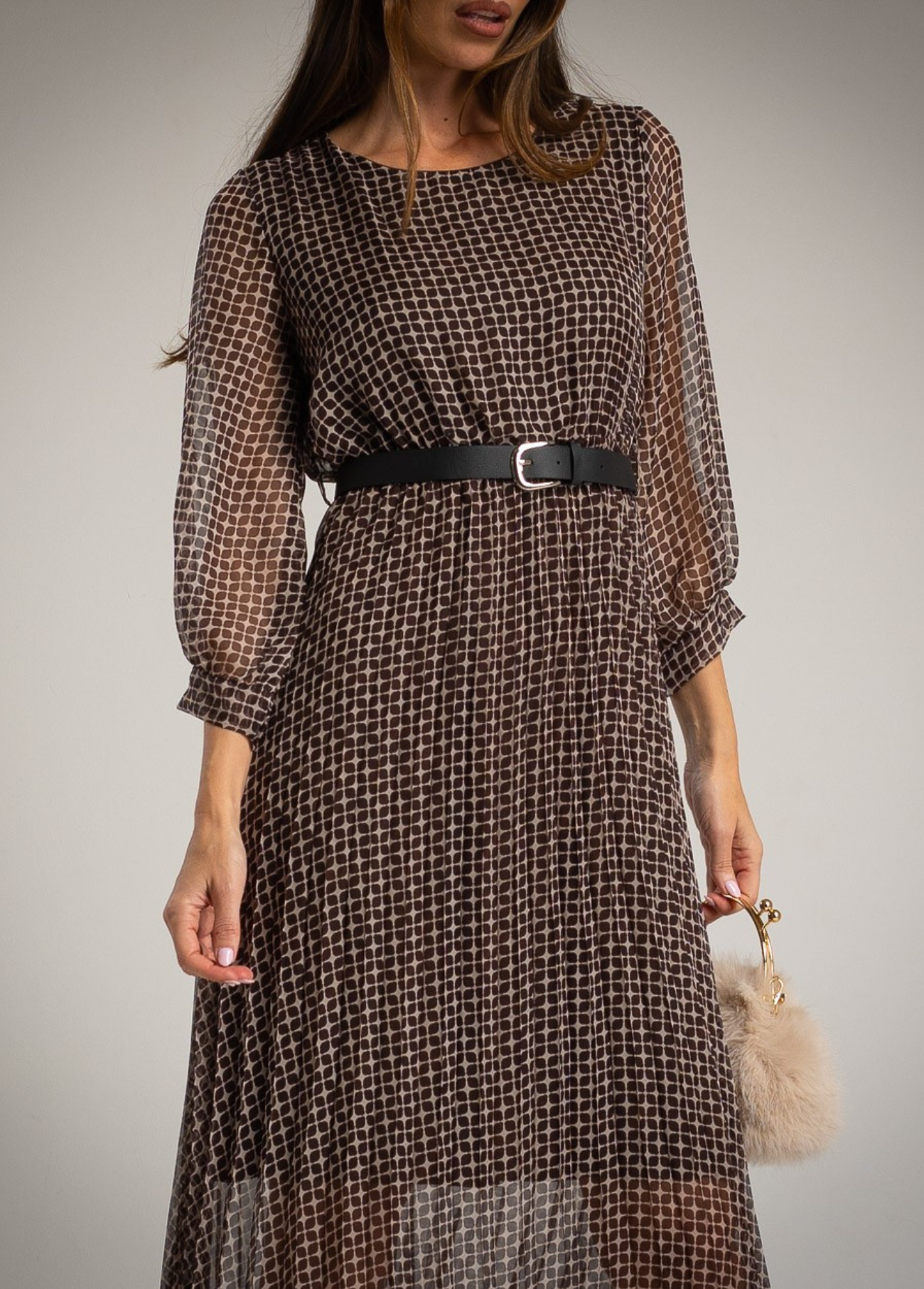 VESTIDO GEOMÉTRICO COM TRANSPARÊNCIAS - ALBANOS