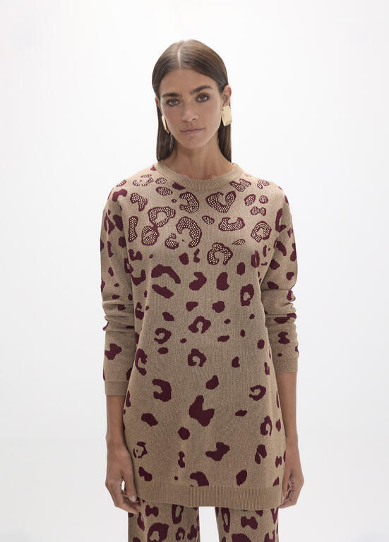 JERSEY LONGO DE JACQUARD EM ANIMAL PRINT - LOLA CASADEMUNT