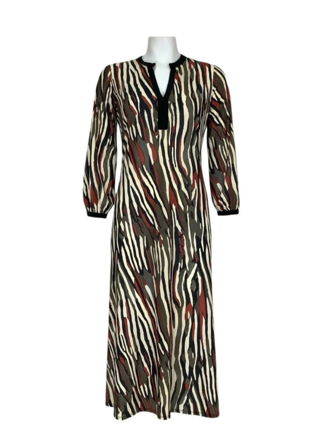 VESTIDO MIDI ESTAMPADO DECOTE EM V - ADET