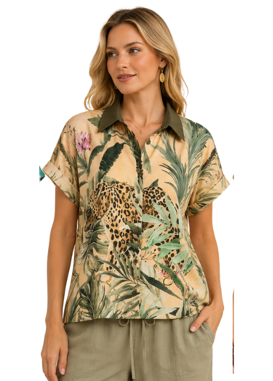 BLUSA FRESCA COM ESTAMPADO JUNGLE - ALIBY
