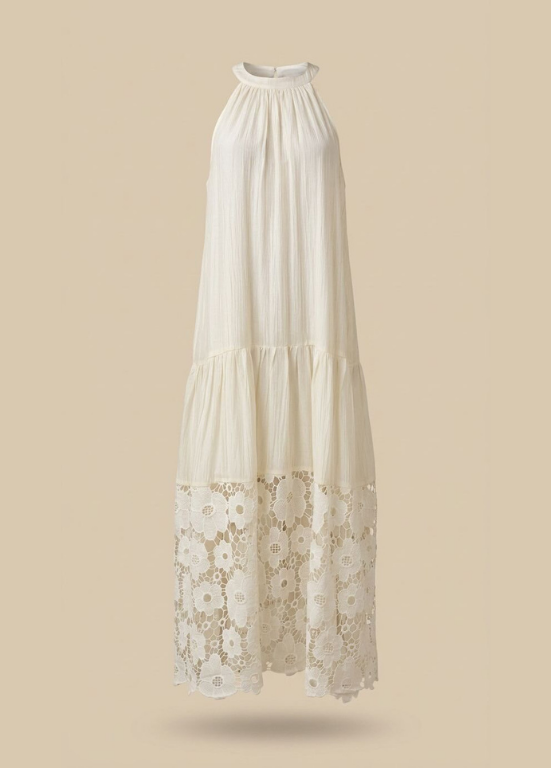 VESTIDO COMPRIDO COM BARRA EM BORDADO - ALIBY