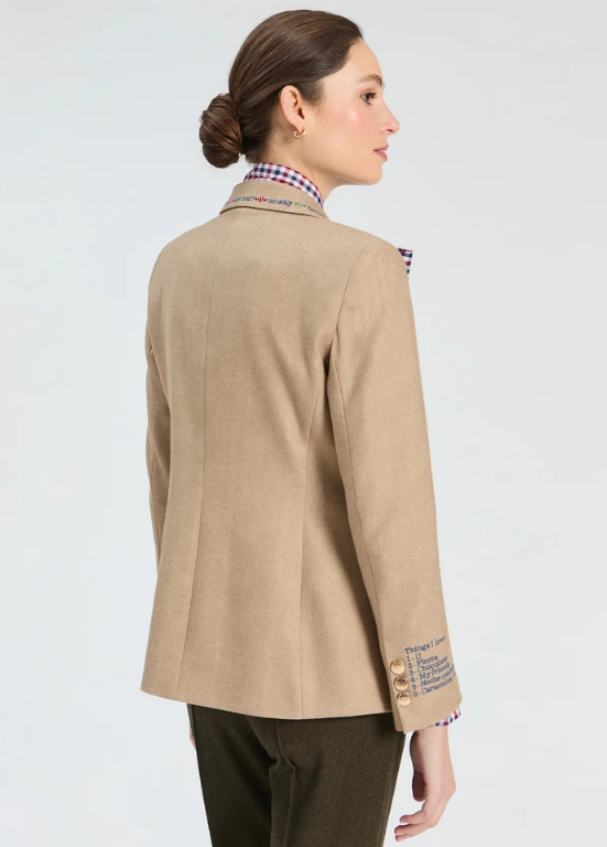 BLAZER DE INVERNO ESPINHADO BEGE COM BORDADOS - VILAGALLO