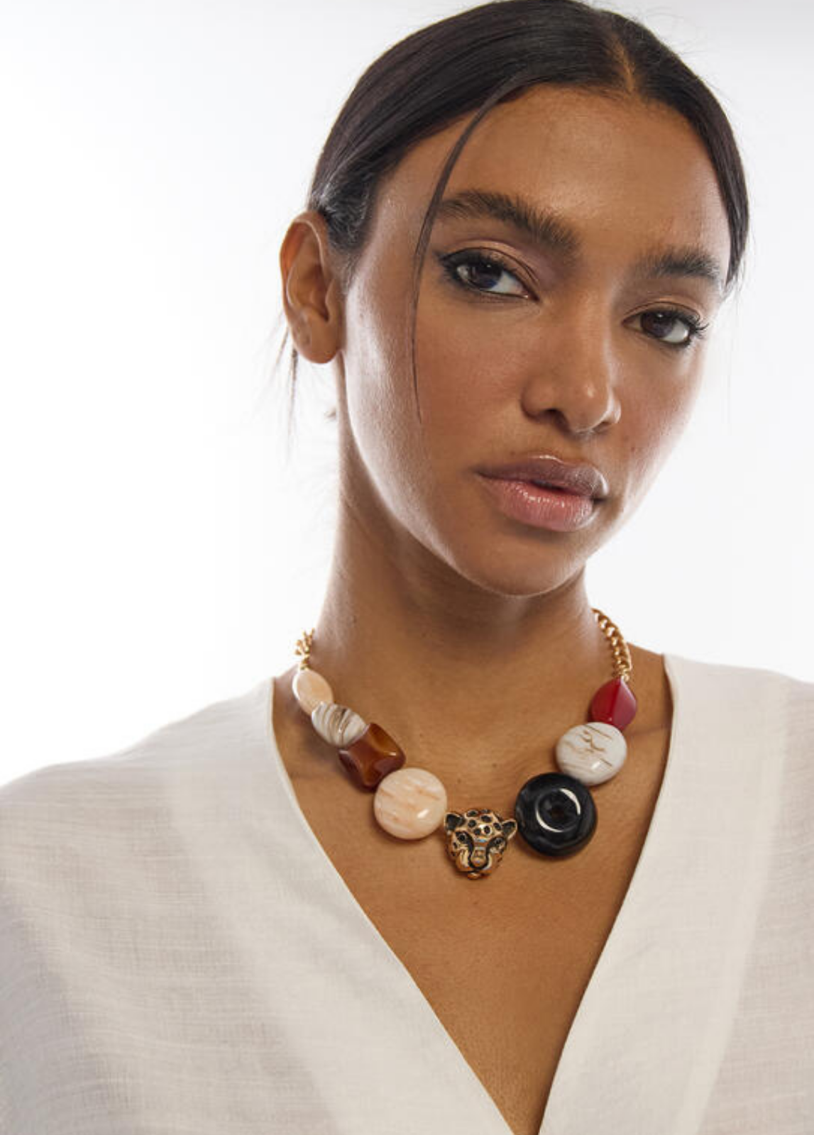 COLAR TIPO GARGANTILHA MULTICOLOR E LEOPARDO - LOLA CASADEMUNT