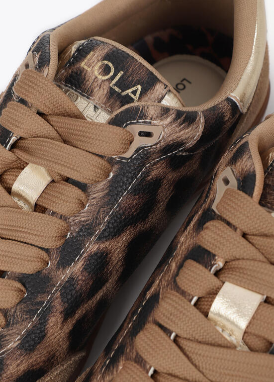 TÉNIS CASTANHOS COM LEOPARDO E DOURADO LC - LOLA CASADEMUNT