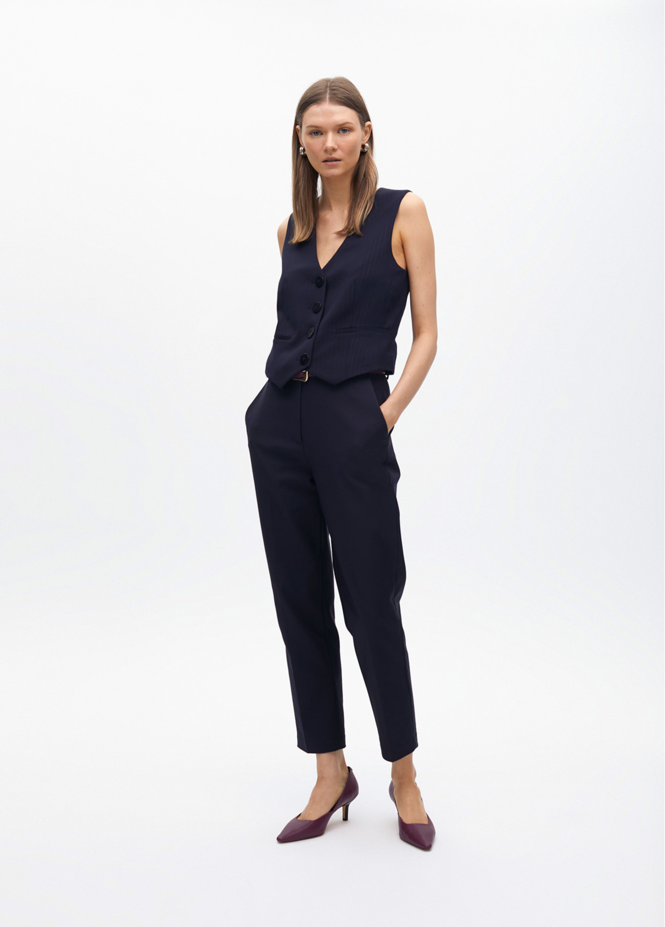 CALÇAS CHINO COM FAIXA LOGO EM STRASS - LOLA CASADEMUNT BY MAITE