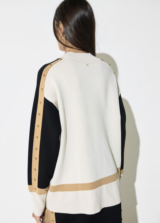 JERSEY DE MALHA TRICOLOR CONTRASTANTE COM TACHAS LC - LOLA CASADEMUNT