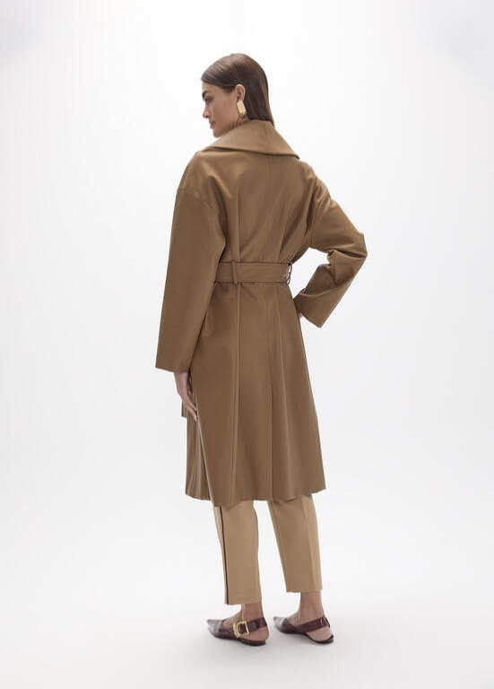 CASACO TIPO TRENCH CAMEL COM CINTO - LOLA CASADEMUNT