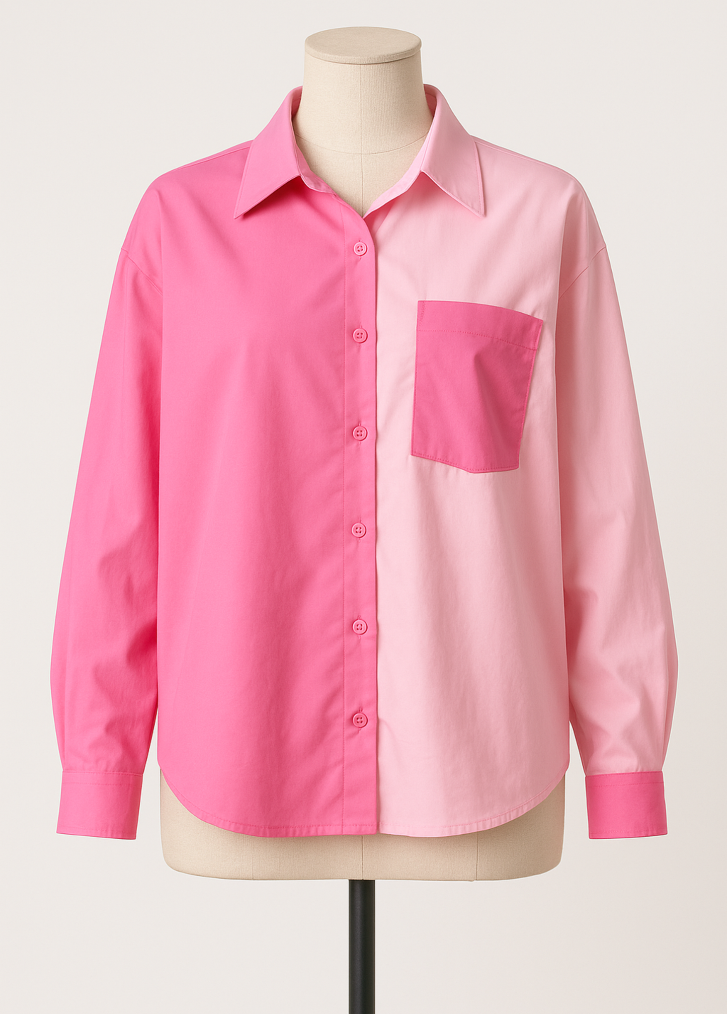 CAMISA EM ALGODÃO BICOLOR TONS ROSA - ALIBY