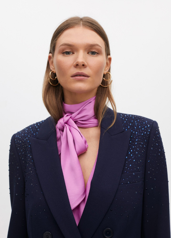 BLAZER AZUL ESCURO COM STRASS NOS OMBROS - LOLA CASADEMUNT