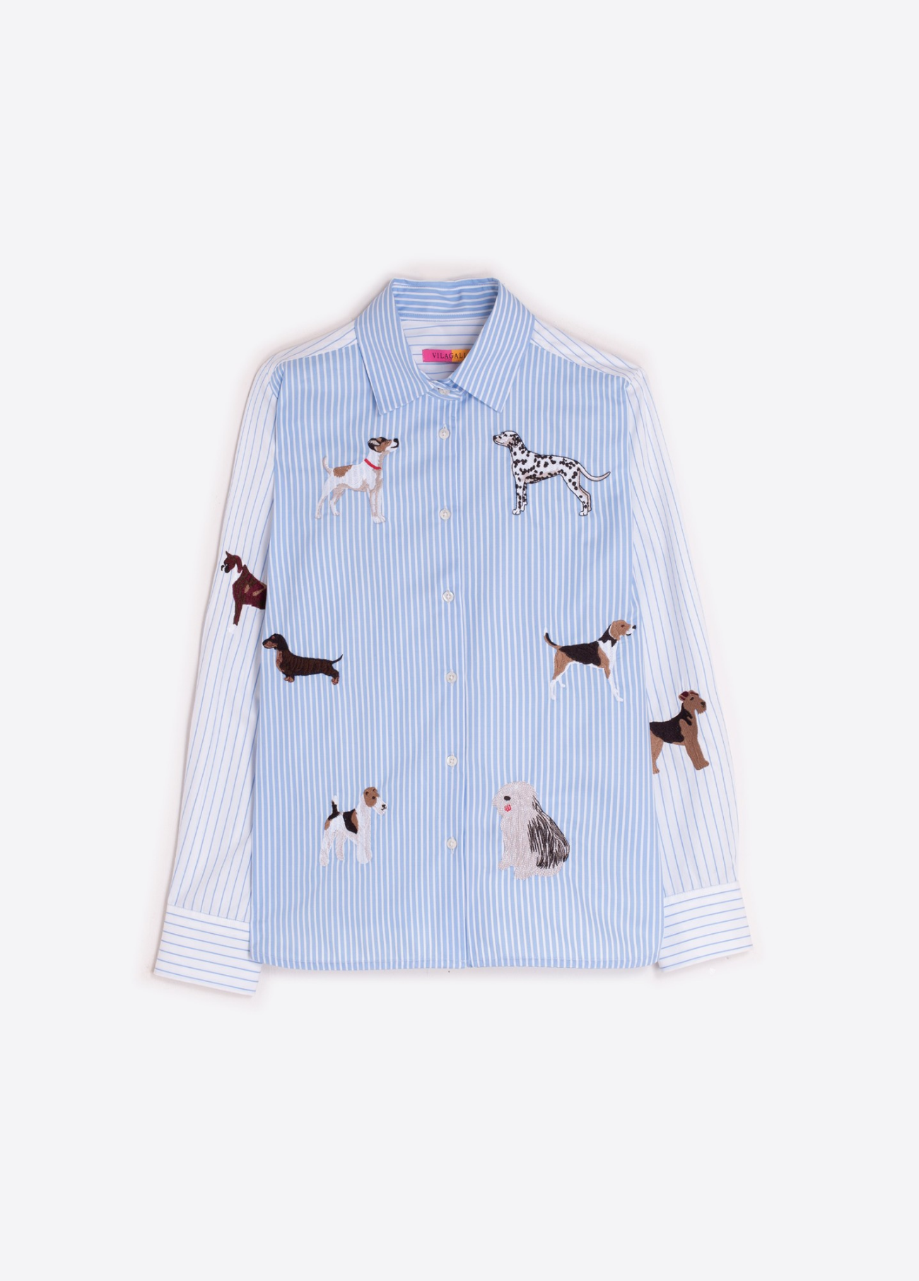 CAMISA AZUL COM BORDADO DE CACHORRO - VILAGALLO