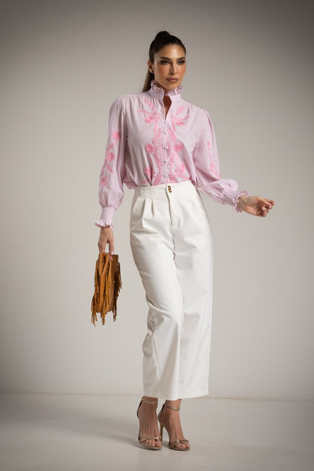 CAMISA ROSA COM BORDADO - ALBANO'S