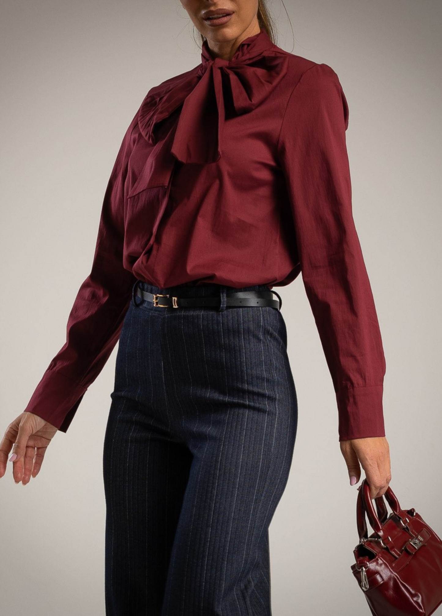 CAMISA BORDEAUX COM LAÇO NA GOLA - ALBANOS