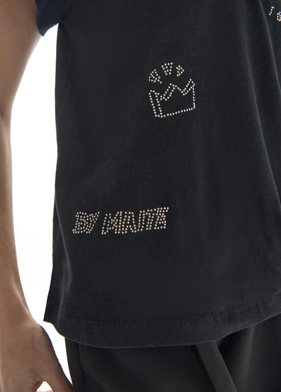 T-SHIRT PRETA COM STRASS MAITE - LOLA CASADEMUNT