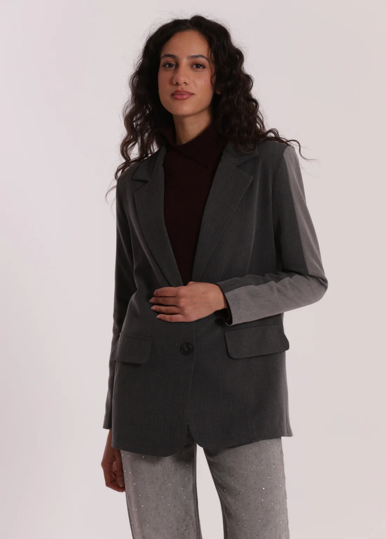 BLAZER BICOLOR EM 2 TONS DE CINZA - MIMI MUA