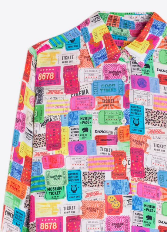 CAMISA DE MANGA COMPRIDA COM ESTAMPADO DE BILHETES MULTICOLOR - VILAGALLO