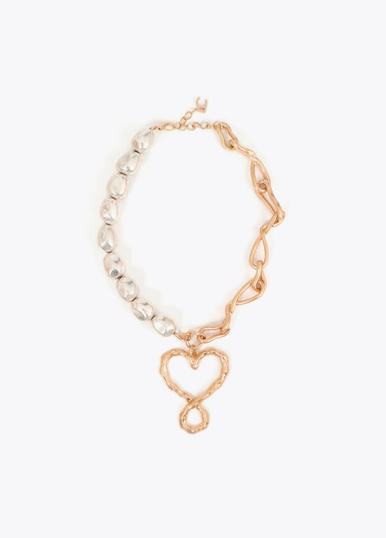 COLAR DOURADO COM PÉROLAS E CORAÇÃO LC - LOLA CASADEMUNT