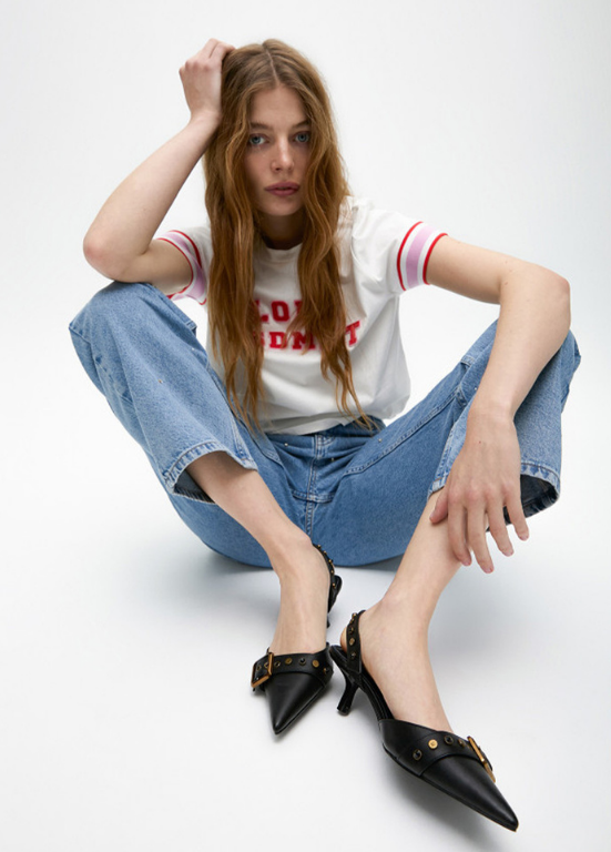 JEANS DENIM DE ALGODÃO COM STRASS - LOLA CASADEMUNT