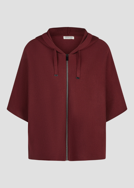 CASACO DE MALHA TIPO CAPA/PONCHO BORDEAUX COM CAPUZ - BARBARA LEBEK