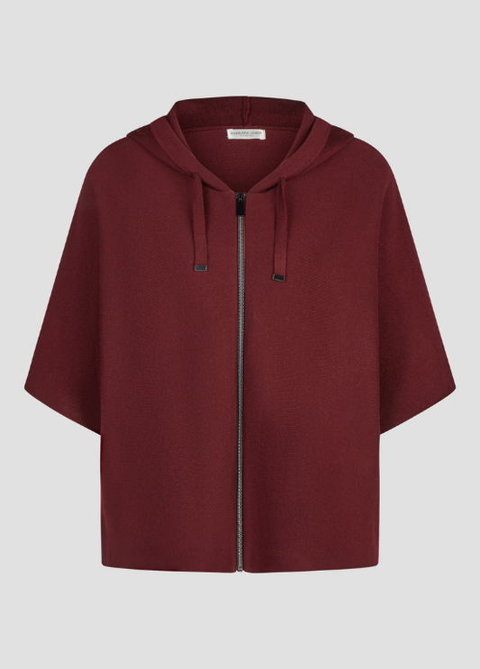 CASACO DE MALHA TIPO CAPA/PONCHO BORDEAUX COM CAPUZ - BARBARA LEBEK