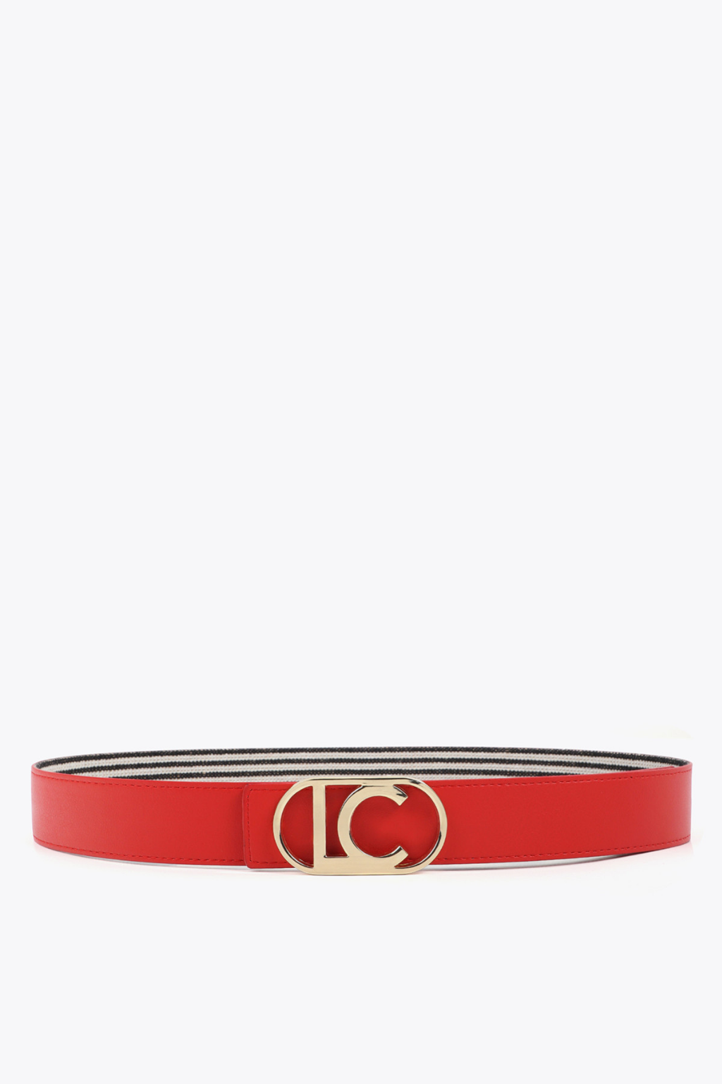 CINTO REVERSÍVEL CORAL E LONA LISTRADA COM FIVELA OVAL LC - LOLA CASADEMUNT