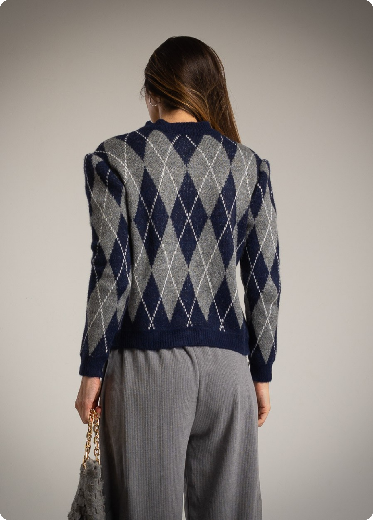 CASACO DE MALHA COM XADREZ - ALBANOS