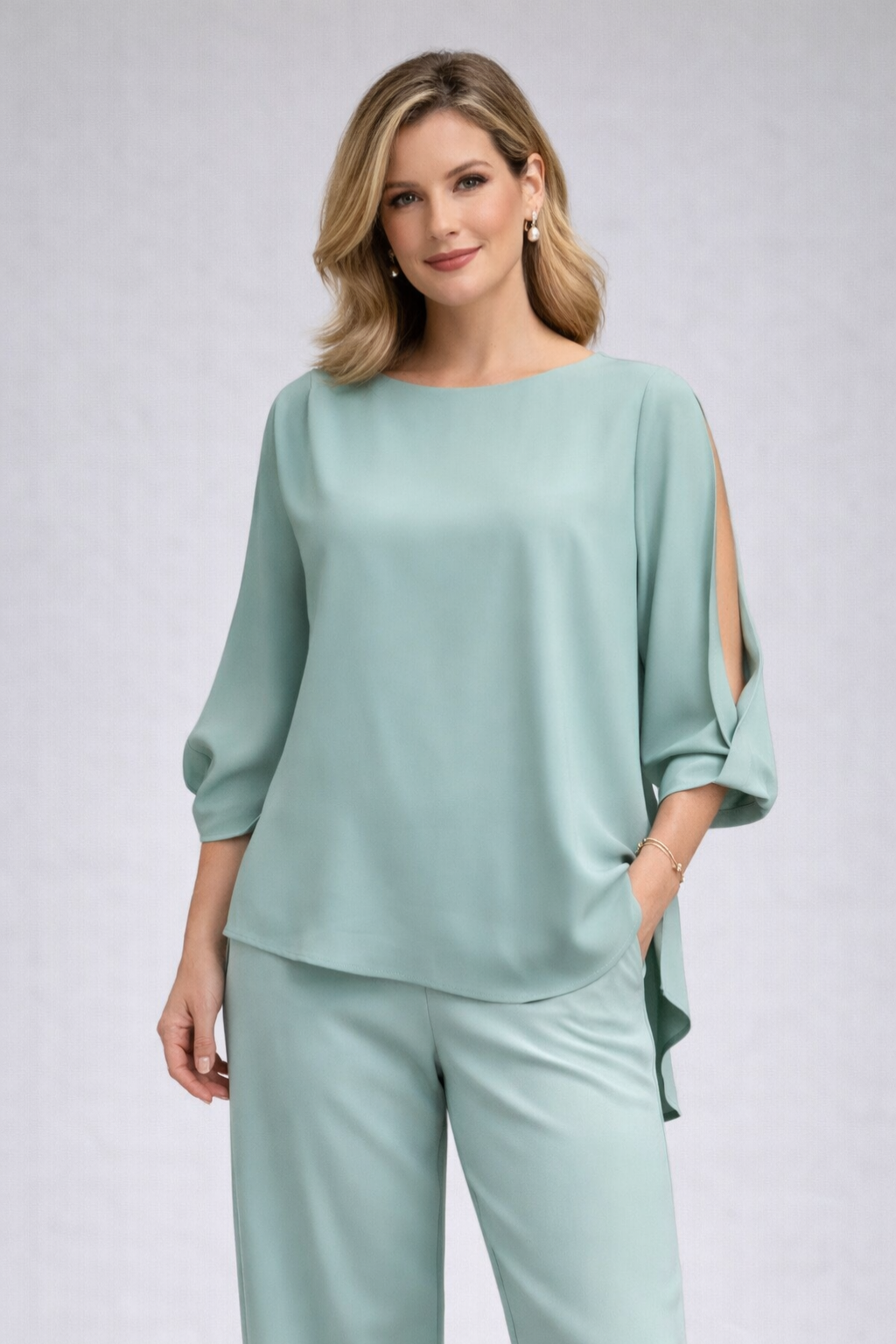 BLUSA ASSIMÉTRICA CONJUNTO ELEGANTE - ADET