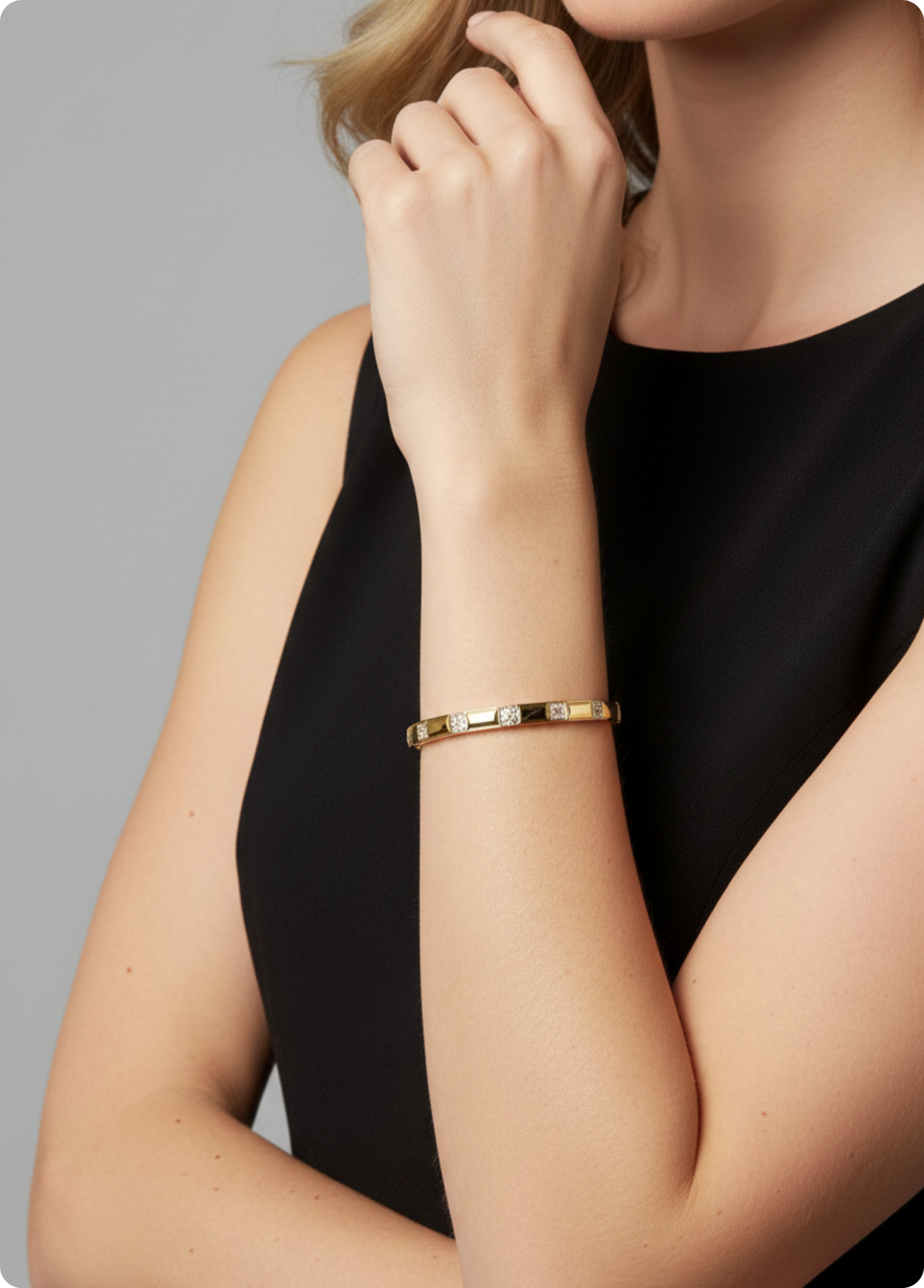 PULSEIRA EM AÇO COM BRILHOS - BASTTA