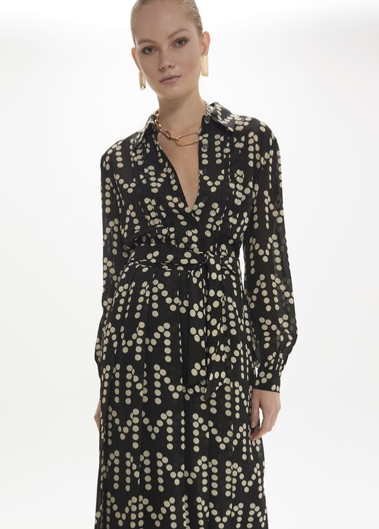 VESTIDO LONGO PLISSCADO COM ESTAMPADO BY MAITE - LOLA CASADEMUNT
