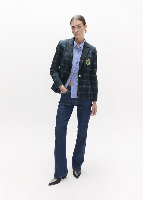 BLAZER XADREZ AZUK E VERDE COM BRAZÃO LC - LOLA CASADEMUNT