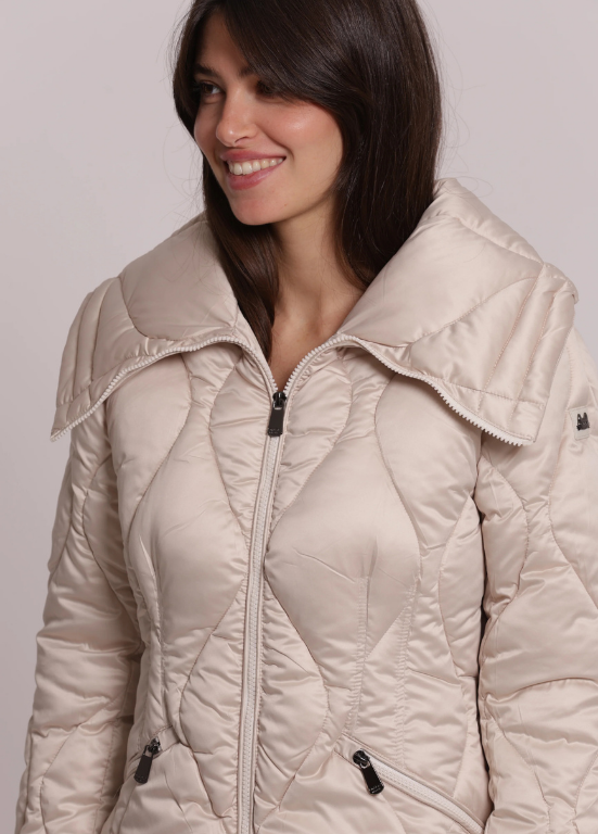 PARKA ACOLCHOADA COM ZÍPER E GOLA LARGA - MIMI MUA
