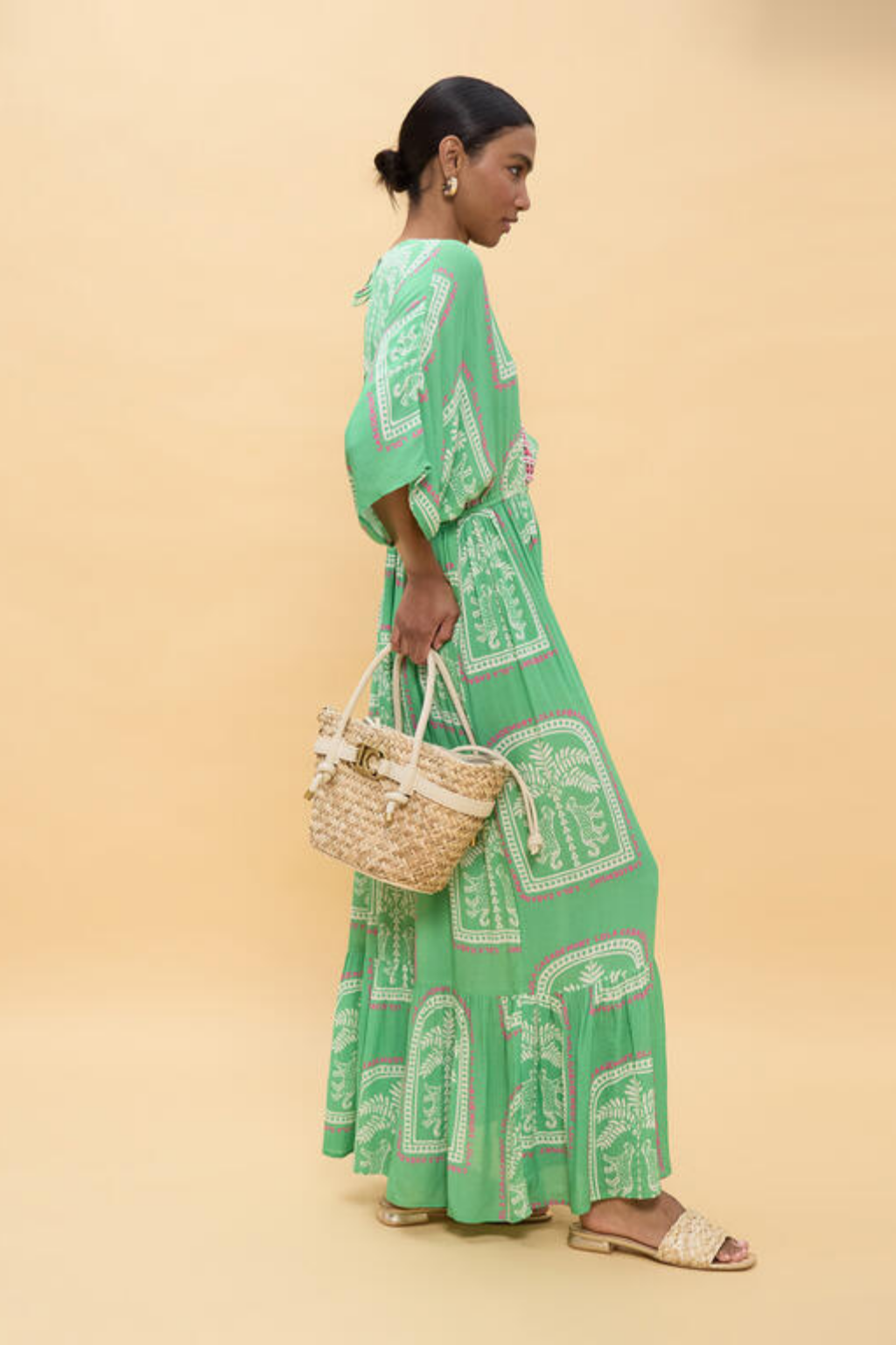 KAFTAN EM TONS DE VERDE - LOLA CASADEMUNT