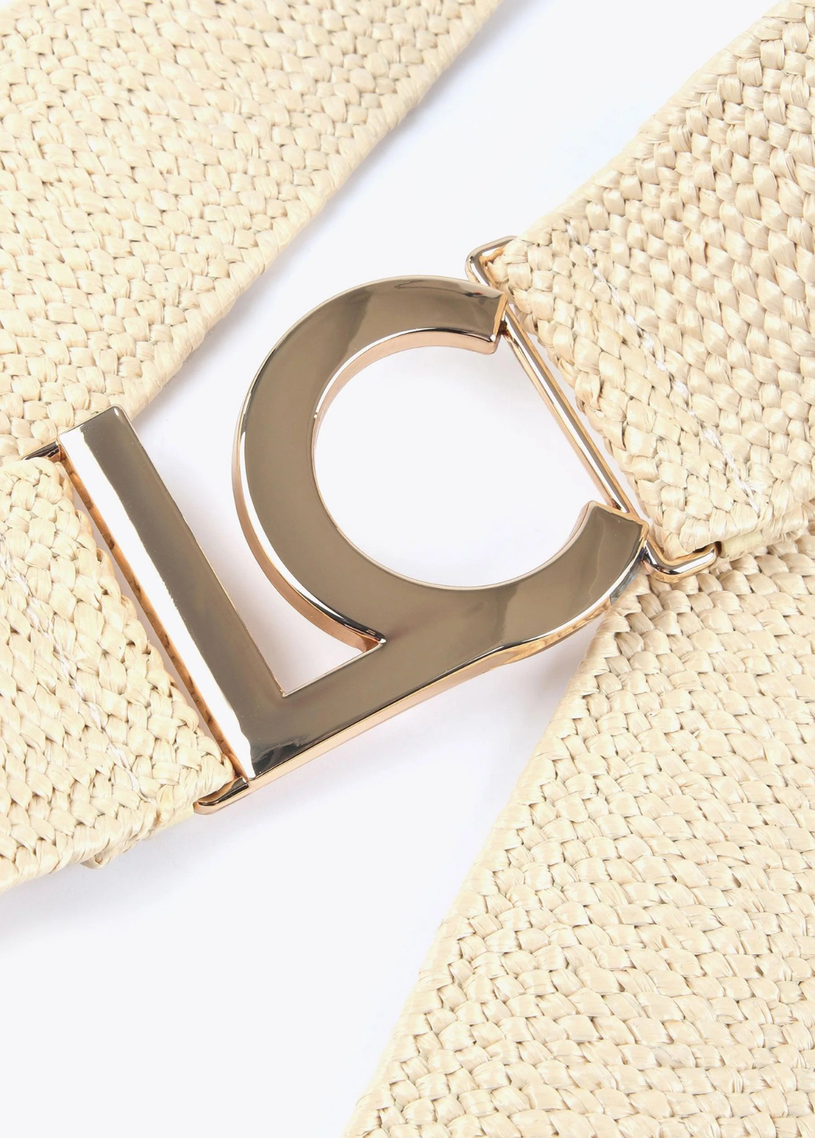 CINTO ELÁSTICO COM EFEITO RÁFIA E LOGOTIPO DOURADO - LOLA CASADEMUNT