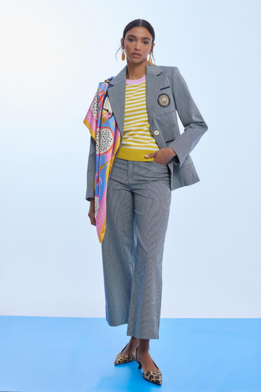 BLAZER DE RISCAS AJUSTADO COM EMBLEMA NO BOLSO - LOLA CASADEMUNT