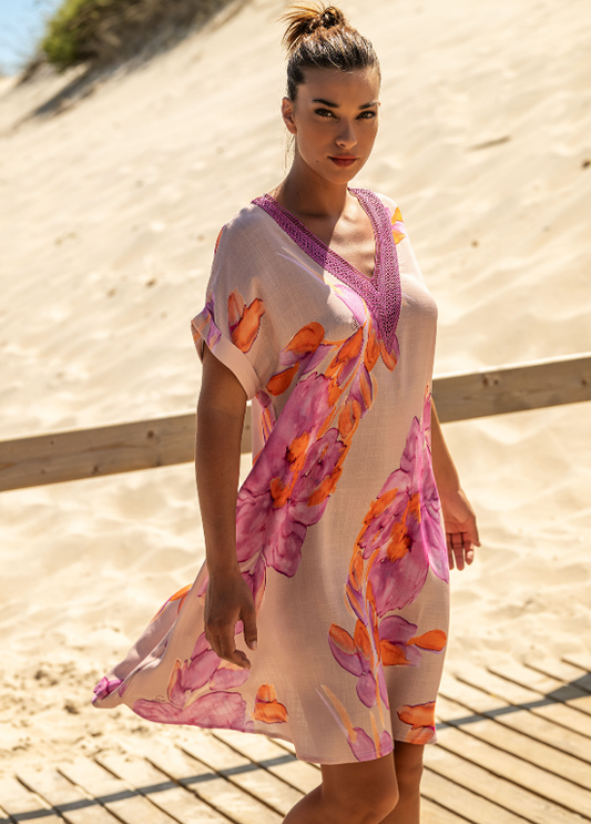 VESTIDO DECOTE EM V ESTAMPADO - SCUSI